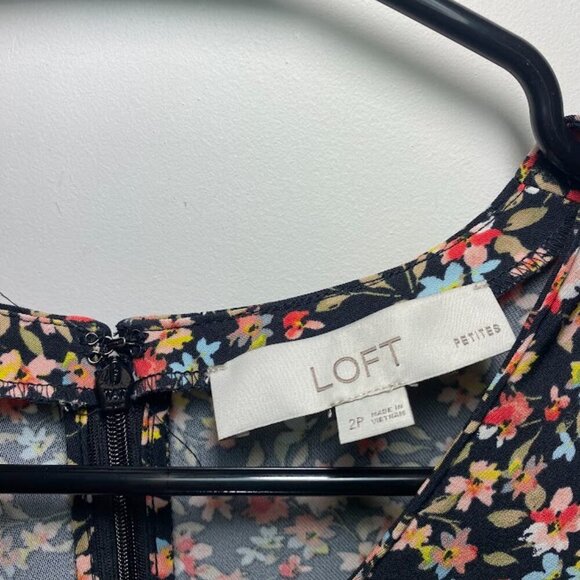 Loft Tie Sleeve Multicolored Floral Dress - Picture 4 of 7